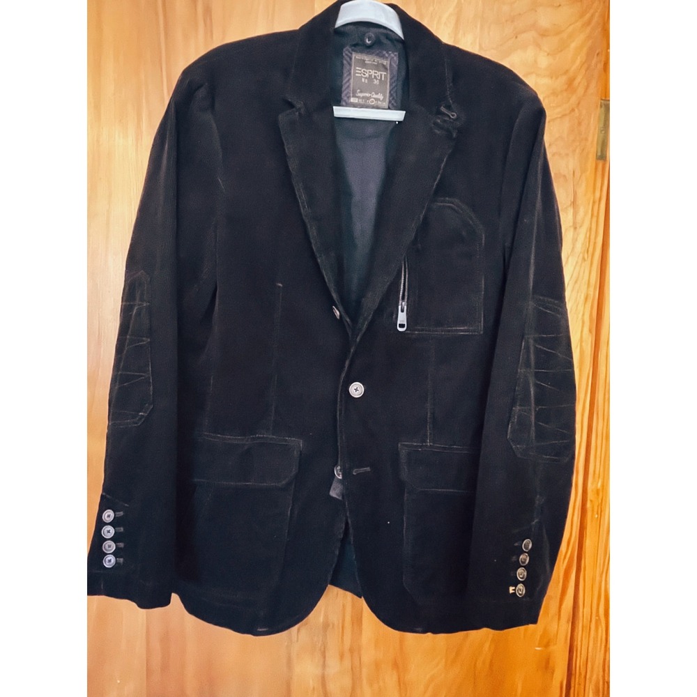 Y2K Esprit‎ No. 30 Black Corduroy Blazer Men L Indie Grunge VTG